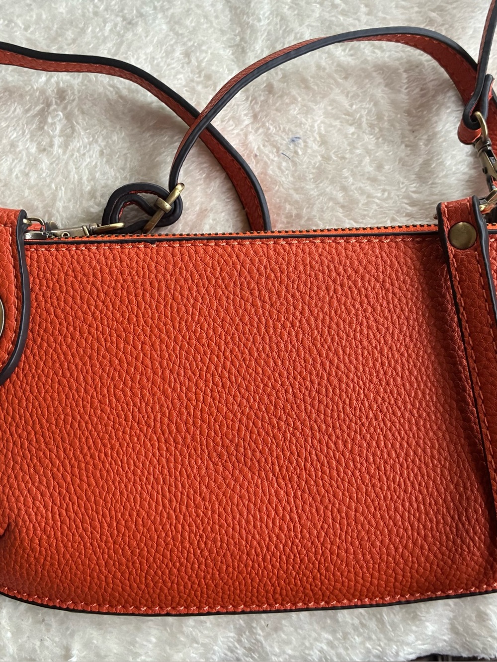 Joy Susan Orange Pebbled Leather Crossbody Bag
